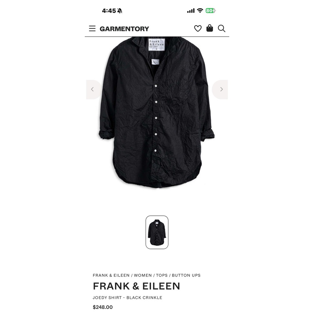 Frank & Eileen Joey Black Crinkle Cotton Button Down Shirt Made in Italy M - Picture 7 of 11